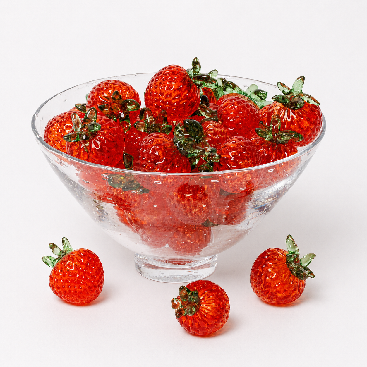 glass strawberries in a bowl 2