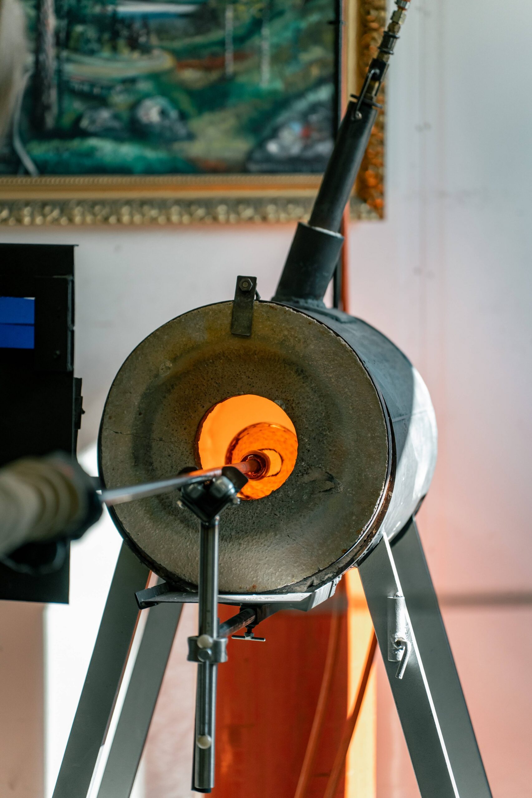 Reheating the object in a gas furnace during the work process.